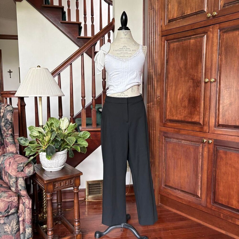 J Crew Carreman Black Trouser Dress Pants Hook Closure Size 18 Like New